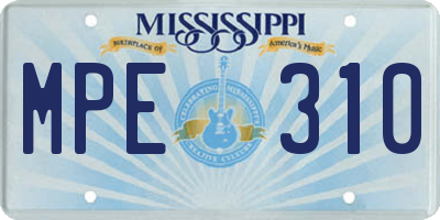 MS license plate MPE310