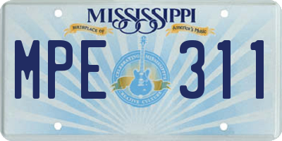 MS license plate MPE311