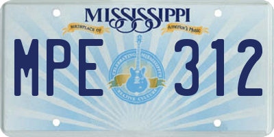 MS license plate MPE312