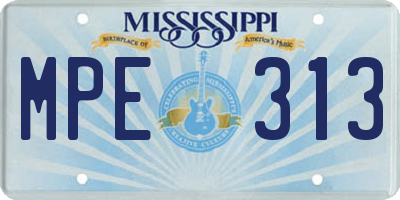 MS license plate MPE313