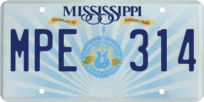 MS license plate MPE314