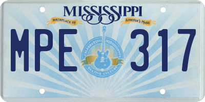 MS license plate MPE317
