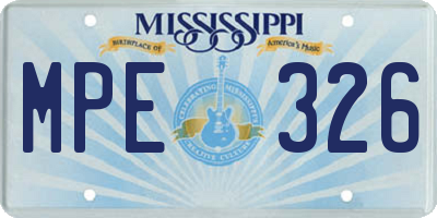MS license plate MPE326