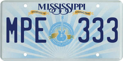 MS license plate MPE333