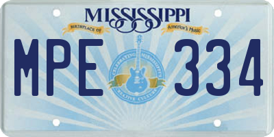 MS license plate MPE334