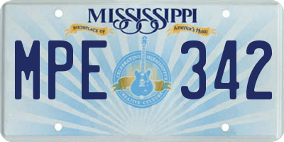 MS license plate MPE342