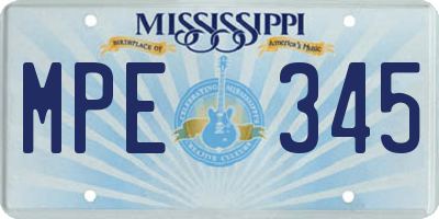 MS license plate MPE345
