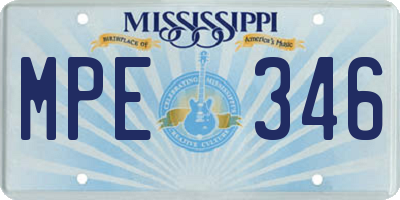 MS license plate MPE346