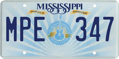 MS license plate MPE347