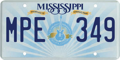 MS license plate MPE349