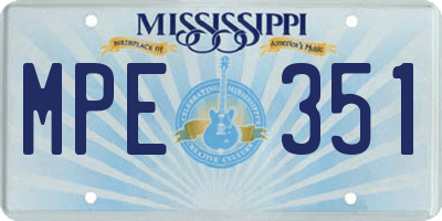 MS license plate MPE351