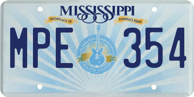 MS license plate MPE354