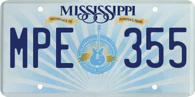 MS license plate MPE355