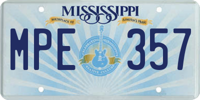MS license plate MPE357