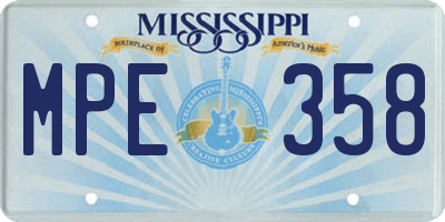 MS license plate MPE358