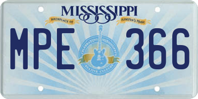 MS license plate MPE366