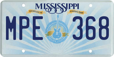 MS license plate MPE368