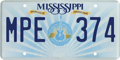 MS license plate MPE374