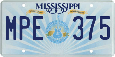 MS license plate MPE375