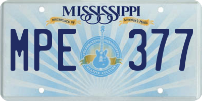 MS license plate MPE377