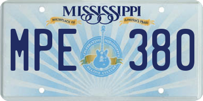 MS license plate MPE380