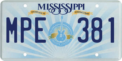 MS license plate MPE381