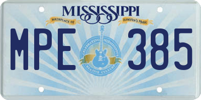 MS license plate MPE385