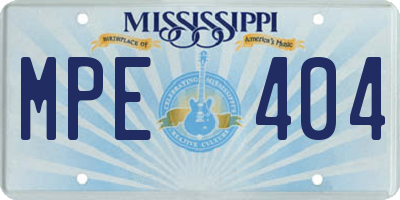 MS license plate MPE404