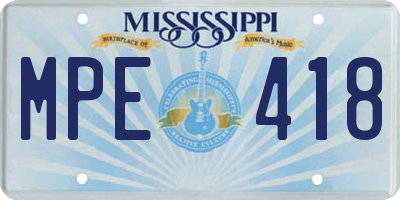 MS license plate MPE418