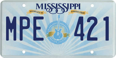 MS license plate MPE421