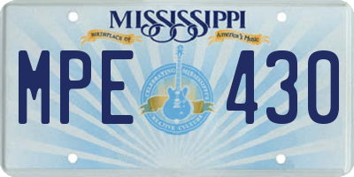 MS license plate MPE430