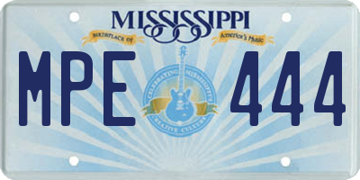 MS license plate MPE444