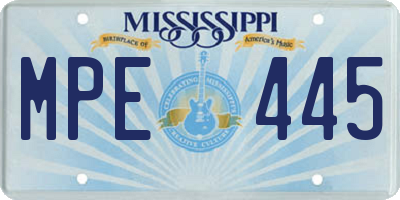 MS license plate MPE445
