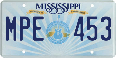 MS license plate MPE453