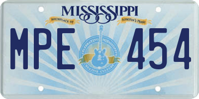 MS license plate MPE454