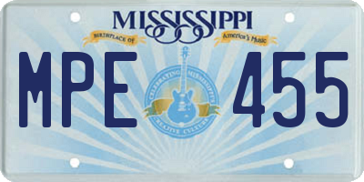 MS license plate MPE455