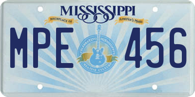 MS license plate MPE456
