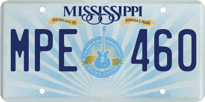 MS license plate MPE460