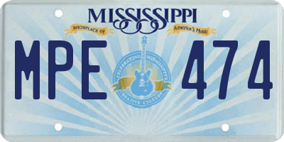 MS license plate MPE474