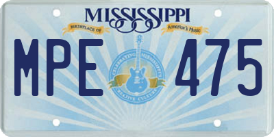 MS license plate MPE475