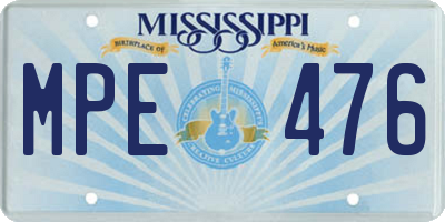 MS license plate MPE476