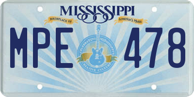 MS license plate MPE478