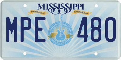 MS license plate MPE480