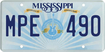 MS license plate MPE490