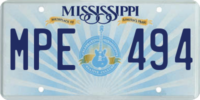 MS license plate MPE494