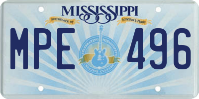 MS license plate MPE496