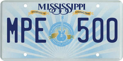 MS license plate MPE500