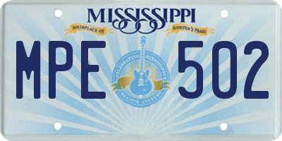 MS license plate MPE502