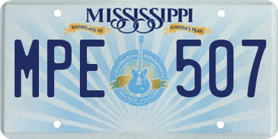 MS license plate MPE507