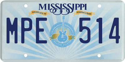 MS license plate MPE514